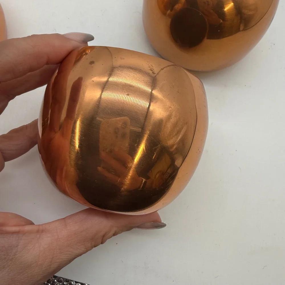 Vintage Coppercraft Guild Copper Cups Set of 4 Round roly poly Barware Tumblers